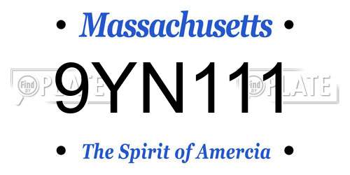 9YN111 Massachusetts License Plate