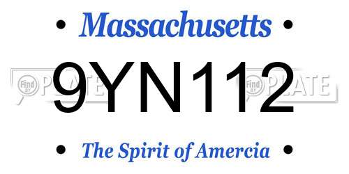 9YN112 Massachusetts License Plate