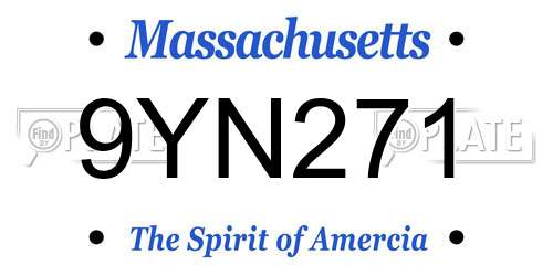 9YN271 Massachusetts License Plate