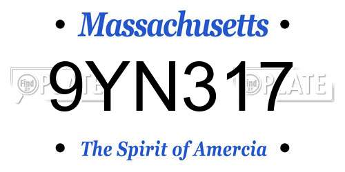 9YN317 Massachusetts License Plate