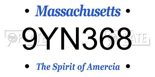 9YN368 Massachusetts License Plate