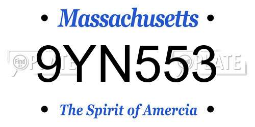 9YN553 Massachusetts License Plate