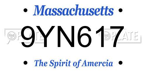 9YN617 Massachusetts License Plate