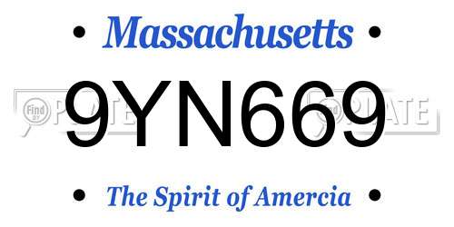 9YN669 Massachusetts License Plate