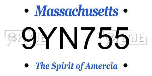 9YN755 Massachusetts License Plate