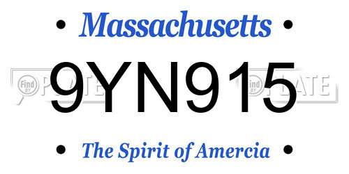 9YN915 Massachusetts License Plate