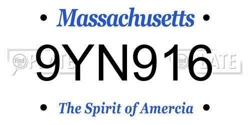 9YN916 Massachusetts License Plate