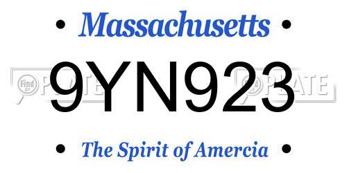 9YN923 Massachusetts License Plate