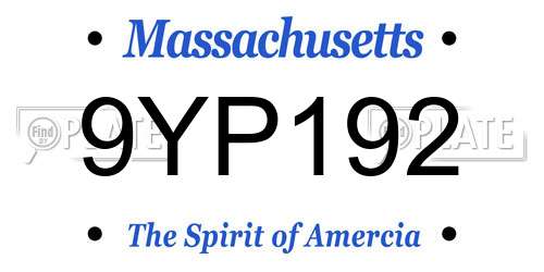 9YP192 Massachusetts License Plate