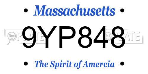 9YP848 Massachusetts License Plate