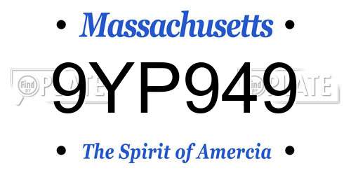 9YP949 Massachusetts License Plate