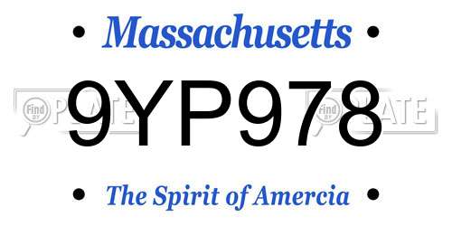 9YP978 Massachusetts License Plate
