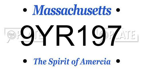 9YR197 Massachusetts License Plate