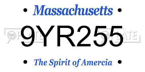 9YR255 Massachusetts License Plate