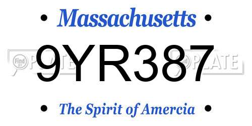 9YR387 Massachusetts License Plate