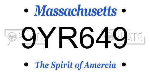 9YR649 Massachusetts License Plate