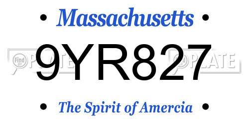 9YR827 Massachusetts License Plate