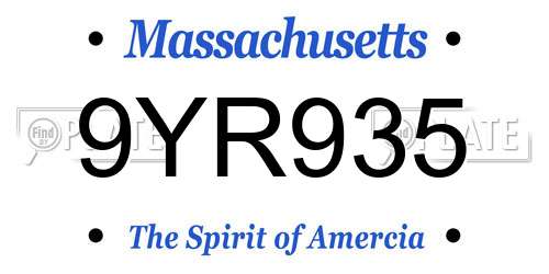 9YR935 Massachusetts License Plate