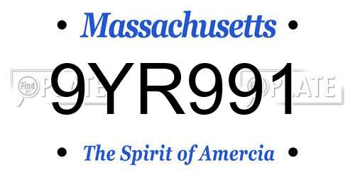 9YR991 Massachusetts License Plate