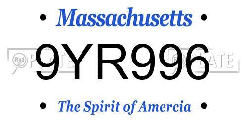 9YR996 Massachusetts License Plate