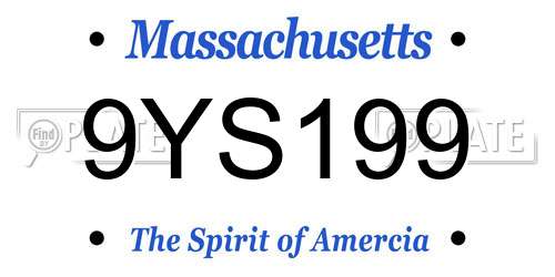 9YS199 Massachusetts License Plate