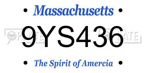 9YS436 Massachusetts License Plate