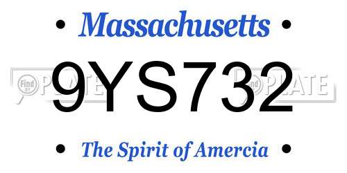 9YS732 Massachusetts License Plate