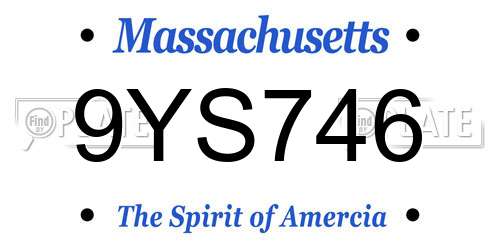9YS746 Massachusetts License Plate