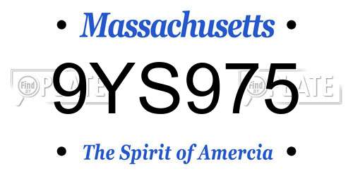 9YS975 Massachusetts License Plate