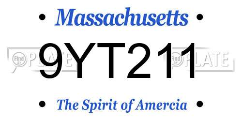9YT211 Massachusetts License Plate