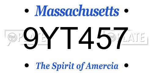 9YT457 Massachusetts License Plate