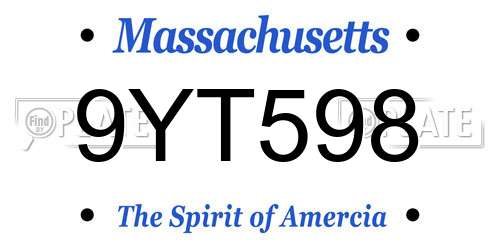 9YT598 Massachusetts License Plate