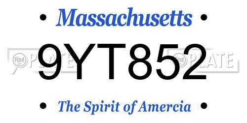 9YT852 Massachusetts License Plate