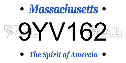 9YV162 Massachusetts License Plate