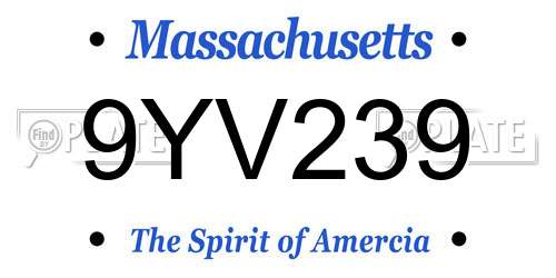 9YV239 Massachusetts License Plate