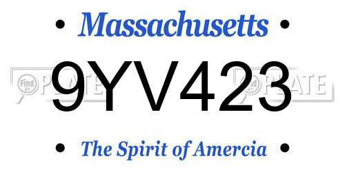 9YV423 Massachusetts License Plate