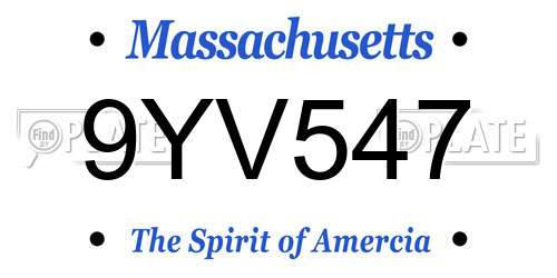 9YV547 Massachusetts License Plate