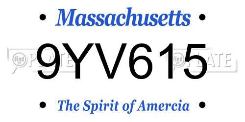 9YV615 Massachusetts License Plate