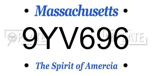 9YV696 Massachusetts License Plate