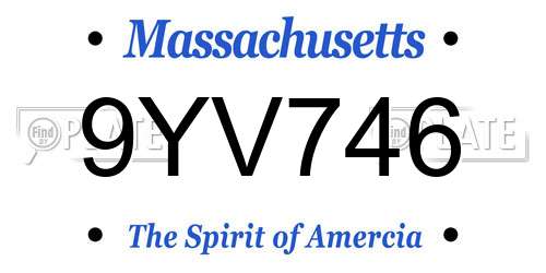 9YV746 Massachusetts License Plate