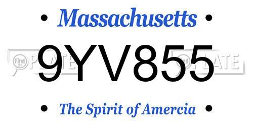 9YV855 Massachusetts License Plate