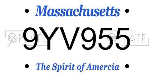 9YV955 Massachusetts License Plate