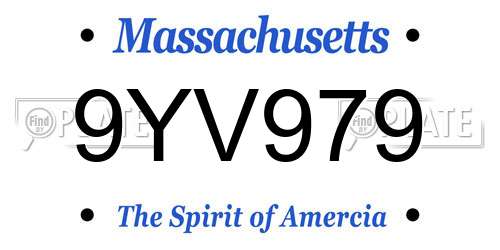 9YV979 Massachusetts License Plate