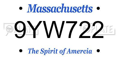 9YW722 Massachusetts License Plate