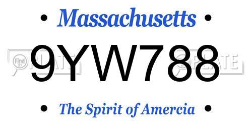 9YW788 Massachusetts License Plate