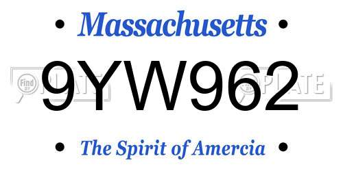 9YW962 Massachusetts License Plate
