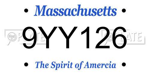 9YY126 Massachusetts License Plate