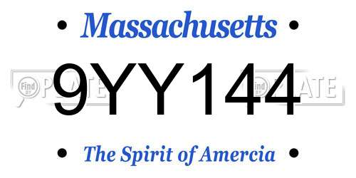 9YY144 Massachusetts License Plate