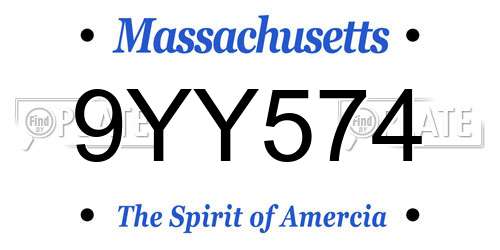 9YY574 Massachusetts License Plate
