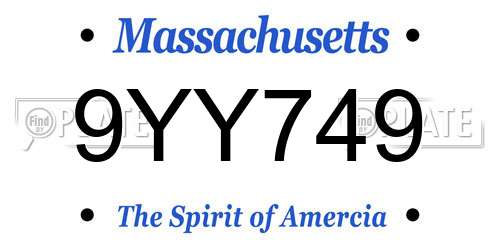 9YY749 Massachusetts License Plate